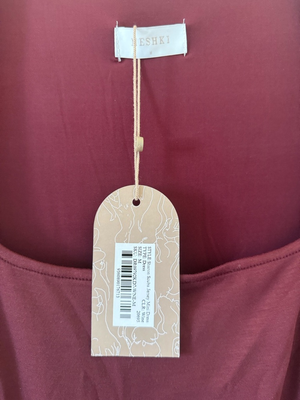 Meshki Square-Neck Mini Dress in Burgundy - Picture 4 of 6